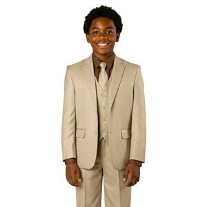 5-Piece Beige Boys Suit Set by Azzuro